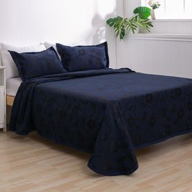 cubrecama-oro-jacquard-king-flores-azul-oscuro-50033189