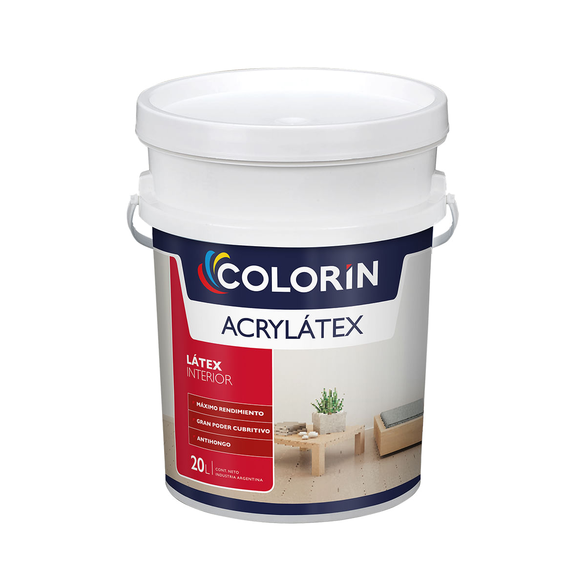 Pintura Latex Acrylatex Interior Mate Antihongo 20 Lts Colorin - Blanco