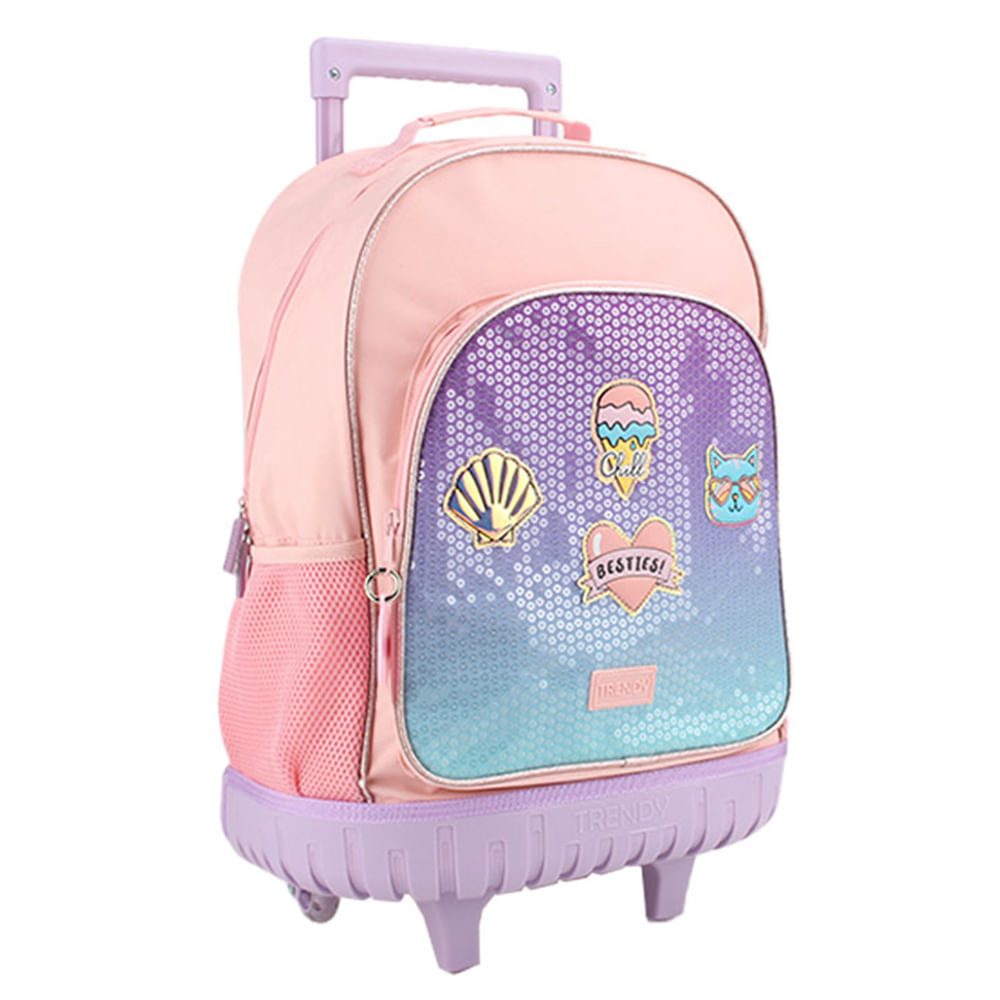 Mochila Con Carrito Trendy Escolar Primaria 18Pulg Nena