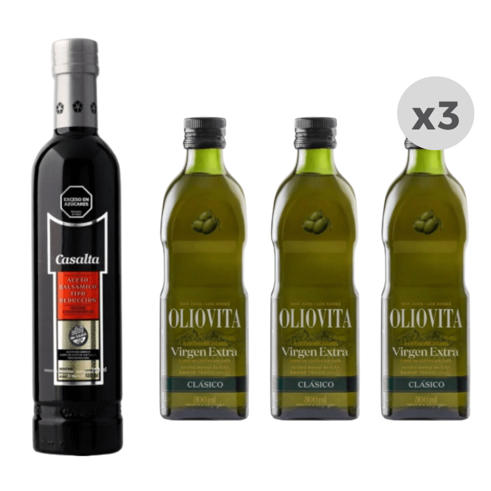 Aceites de Oliva Oliovita 500ml x3 + Aceto Reducción Casalta 400ml