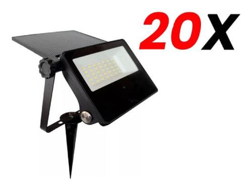 Pack X20 Proyector Solar Con Estaca Candela 20w Luz Fría