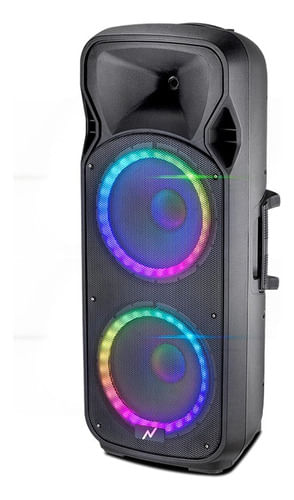 Parlante Inalámbrico Bt Leds Radio Fm + Control Noga Tornado Color Negro