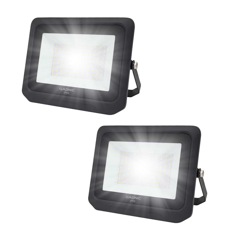 Kit x2 Reflector Led Blanco 100W Exteriores Alta Potencia
