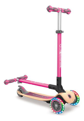 Globber Monopatin Primo Portátil Wood C/luces Rosa 436-110