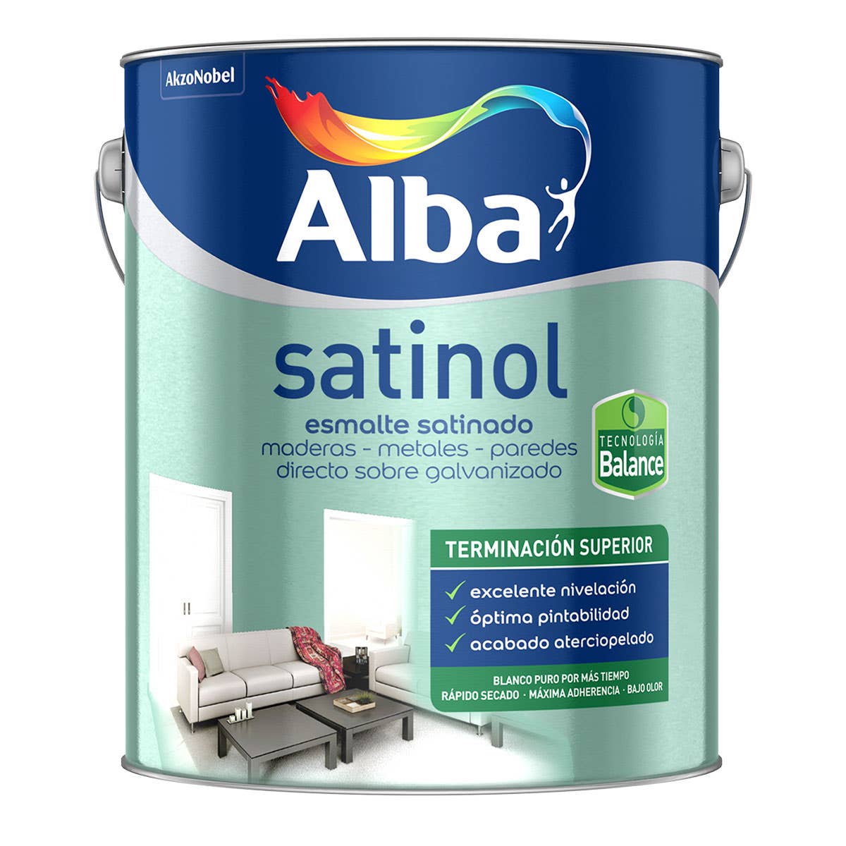 Esmalte Satinado Al Agua Satinol Alba Sin Olor 4lt Rex