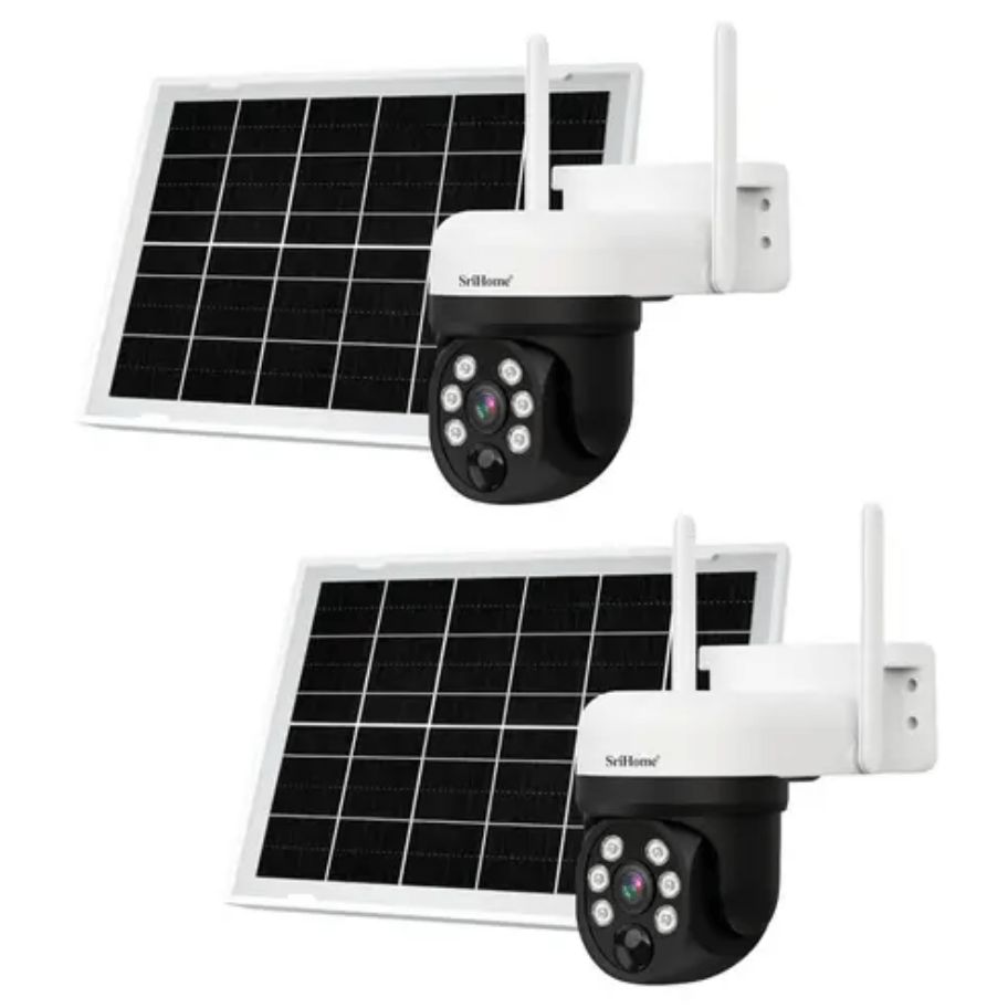 Kit x2 Cámara de Seguridad SriHome 2k 4mp Con Panel Solar