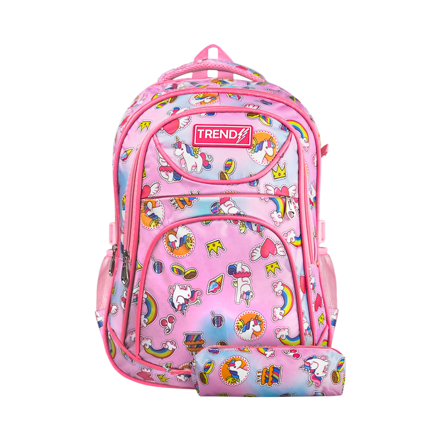 Mochila de unicornios Trendy Escolar para nena color Rosa + Cartuchera