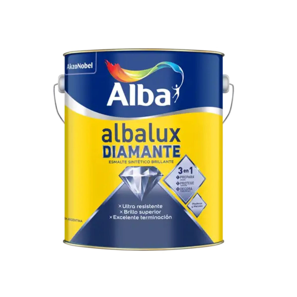 Albalux Diamante esmalte sintetico 3 en 1 gris brillante 1/2 L