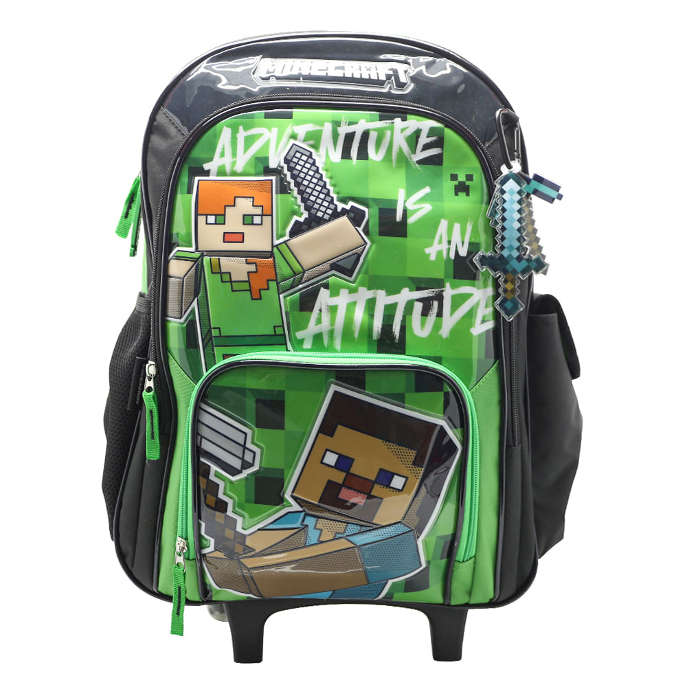 Mochila con carrito Minecraft Escolar Grande Primaria 18 Pulg