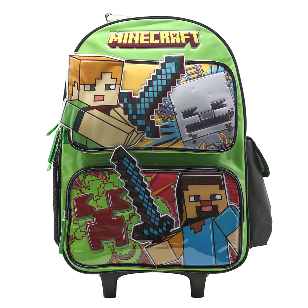 Mochila con carrito Minecraft Escolar Grande Primaria 18 Pulg