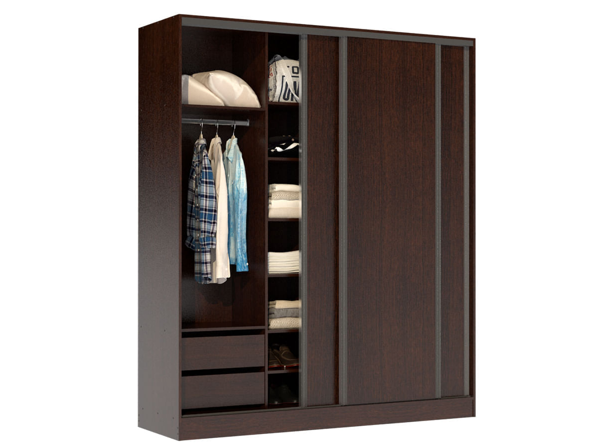 Placard premium nature 3 puertas corredizas melamina 1,80 m wengue