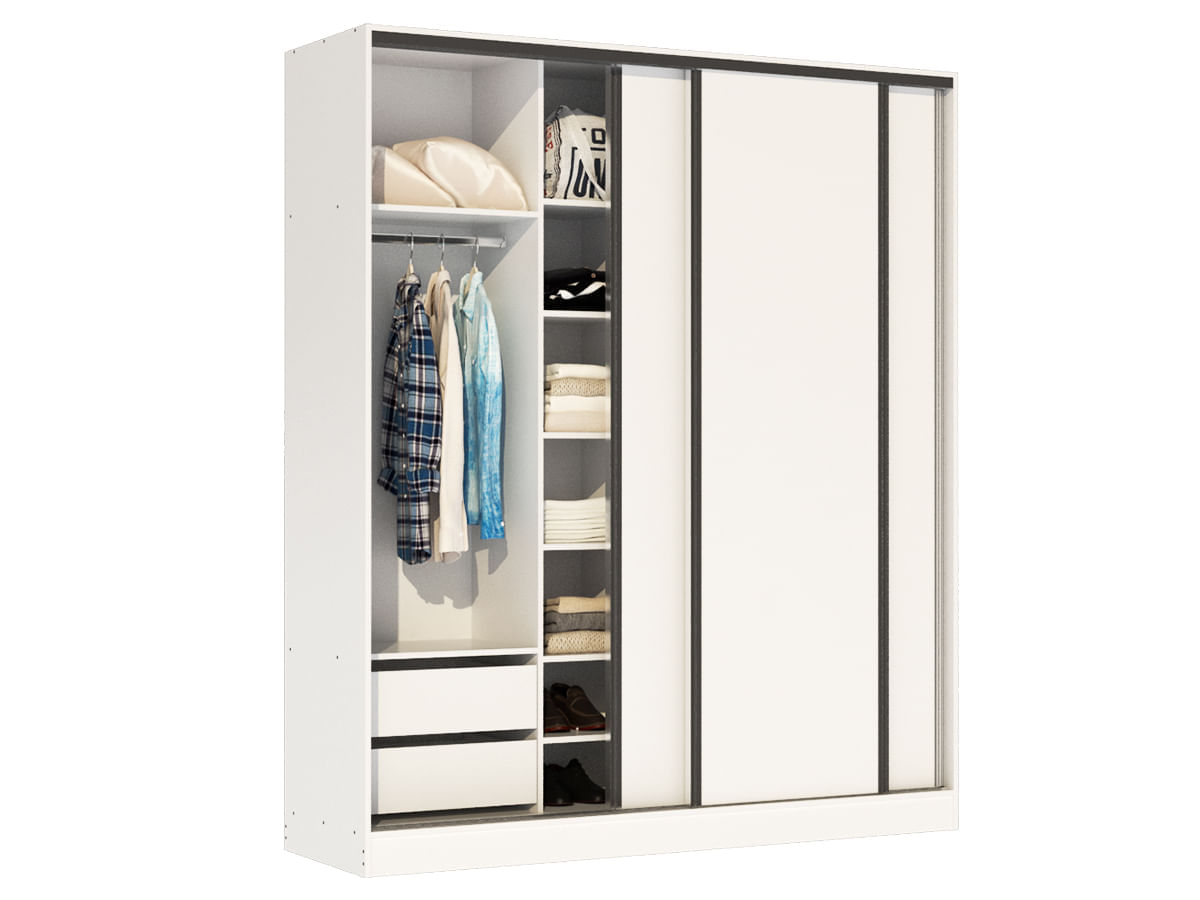 Placard premium nature 3 puertas corredizas melamina 1,80 m blanco