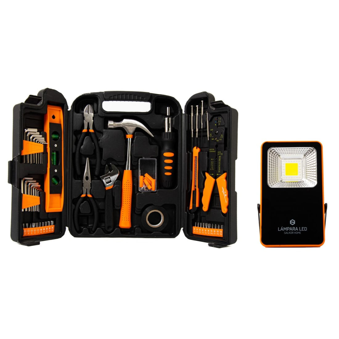 Combo Set De Herramientas 50 Piezas + Lampara Led Portátil