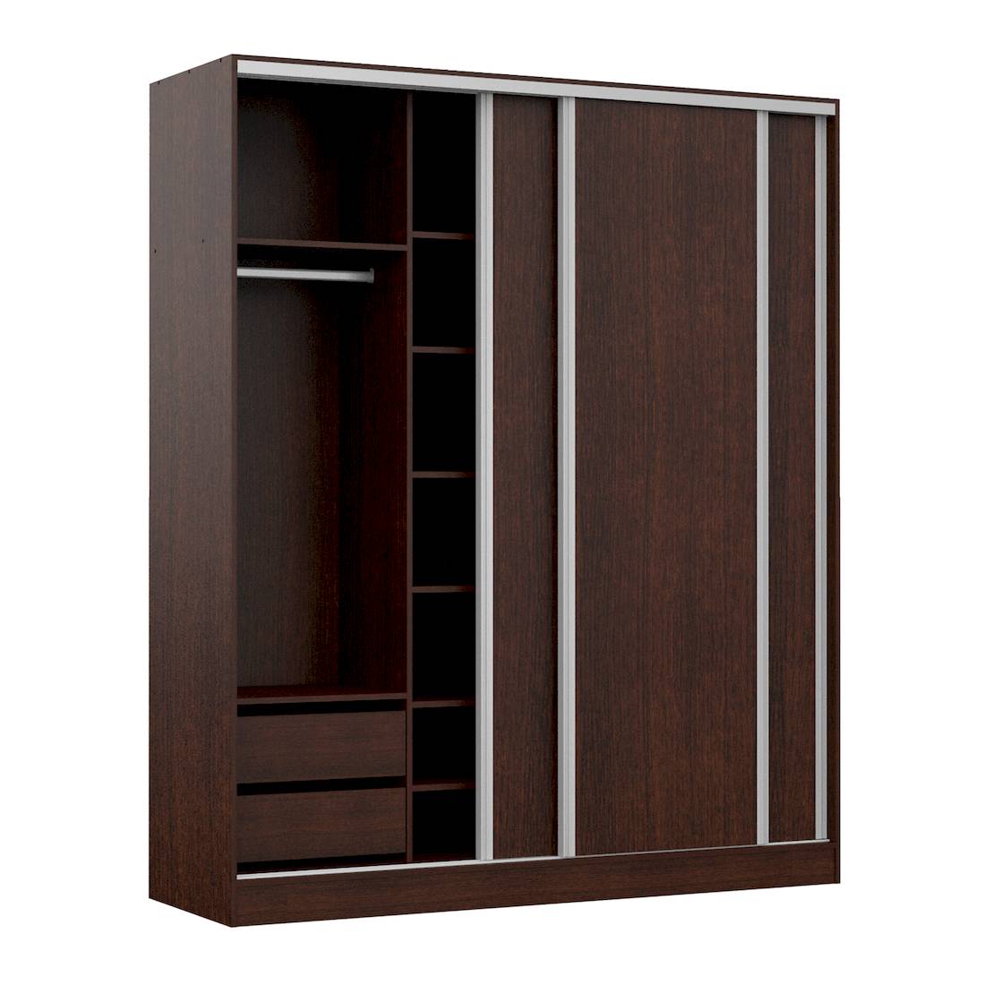 Placard 3 Puertas Corredizas 180 Cm Premium Mosconi 56395 Color Wengue