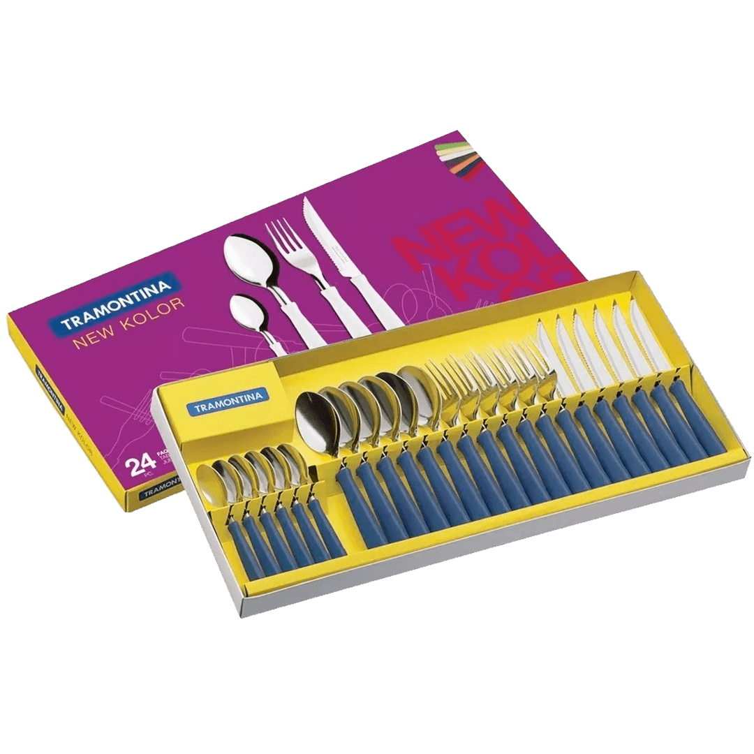 Juego Cubiertos 24 Piezas Tramontina New Kolor Cocina Azul