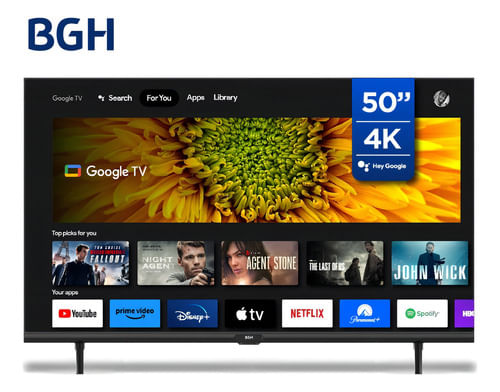 Smart Tv De 50  Bgh Google Tv B5023us6g Con Pantalla Led 4k
