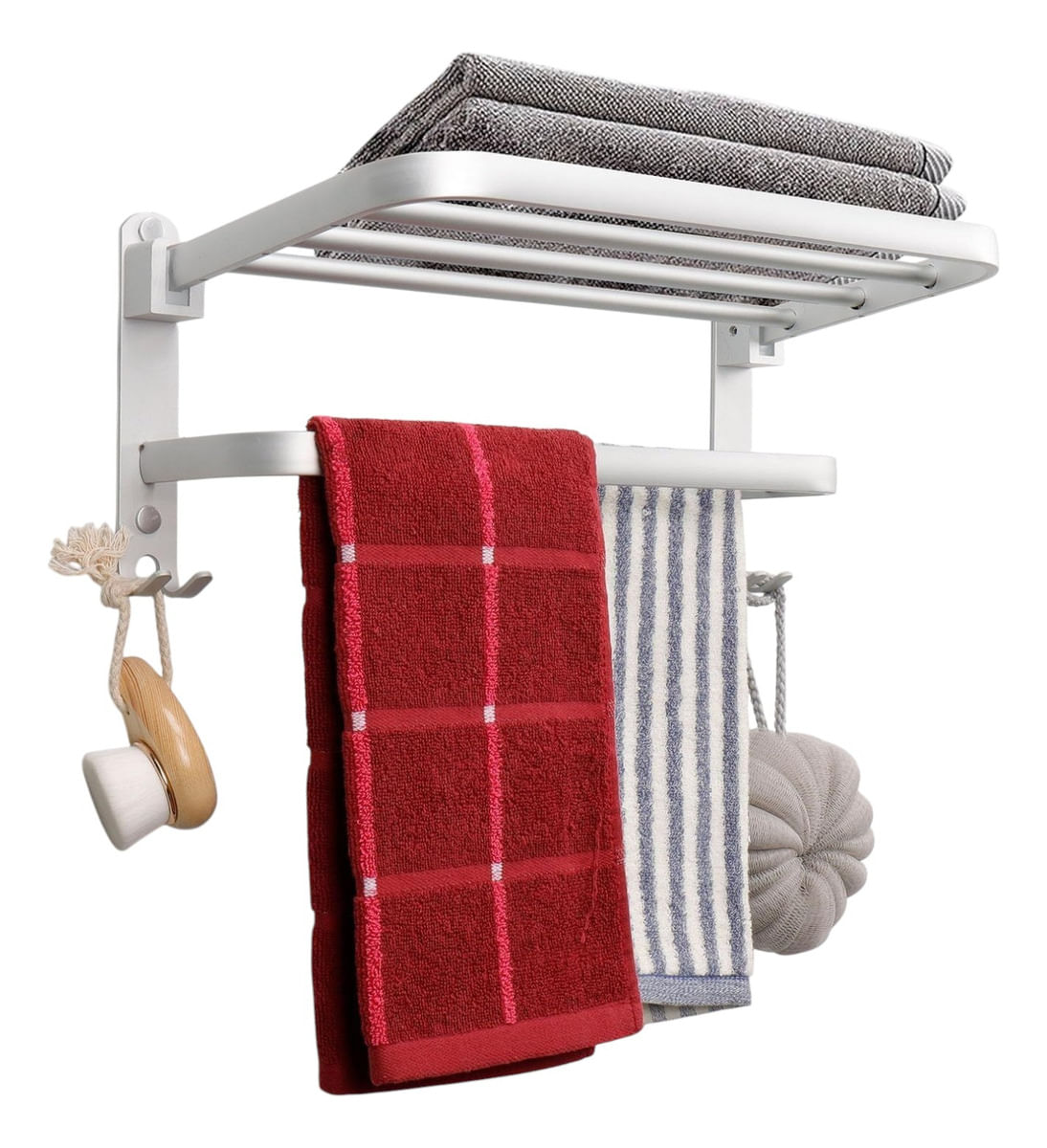 Toallero Doble Plegable Baño Organiza. Aluminio Hogar Actual