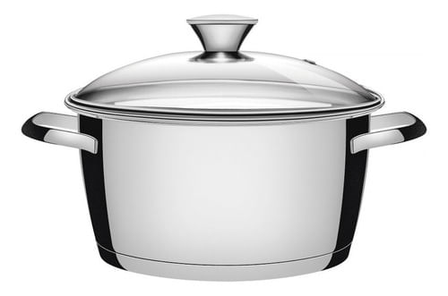 Cacerola Tramontina Allegra 24cm 5,7l Triple Fondt/vidrio C Color Plateado