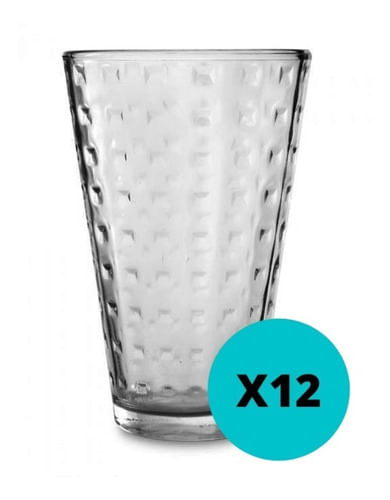 Set X12 Vaso Rigolleau Noa Cuadros Trago Largo 400 Ml