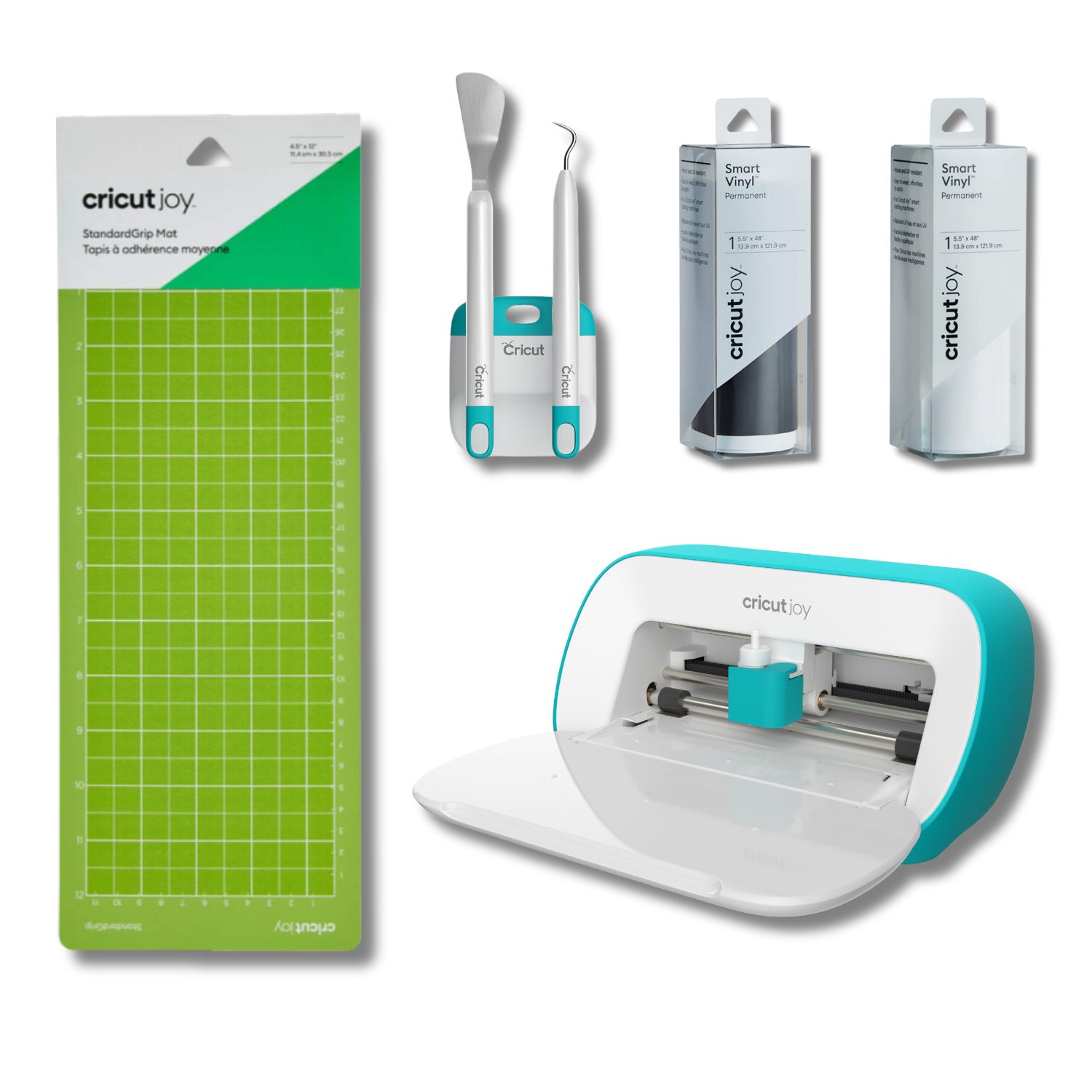 Cricut Joy portatil con Kit de inicio - Standard Grip y vinilos permanentes