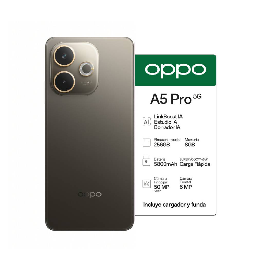 Telefono Celular Oppo A5 PRO 5G 256GB 8GB Mocha Con Funda y Cargador 110010348220