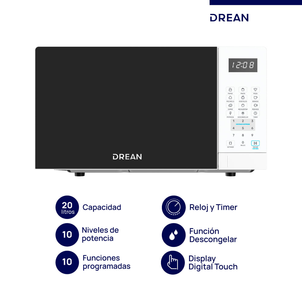 Microondas Digital 20 L Blanco Drean HMD20ARBB0