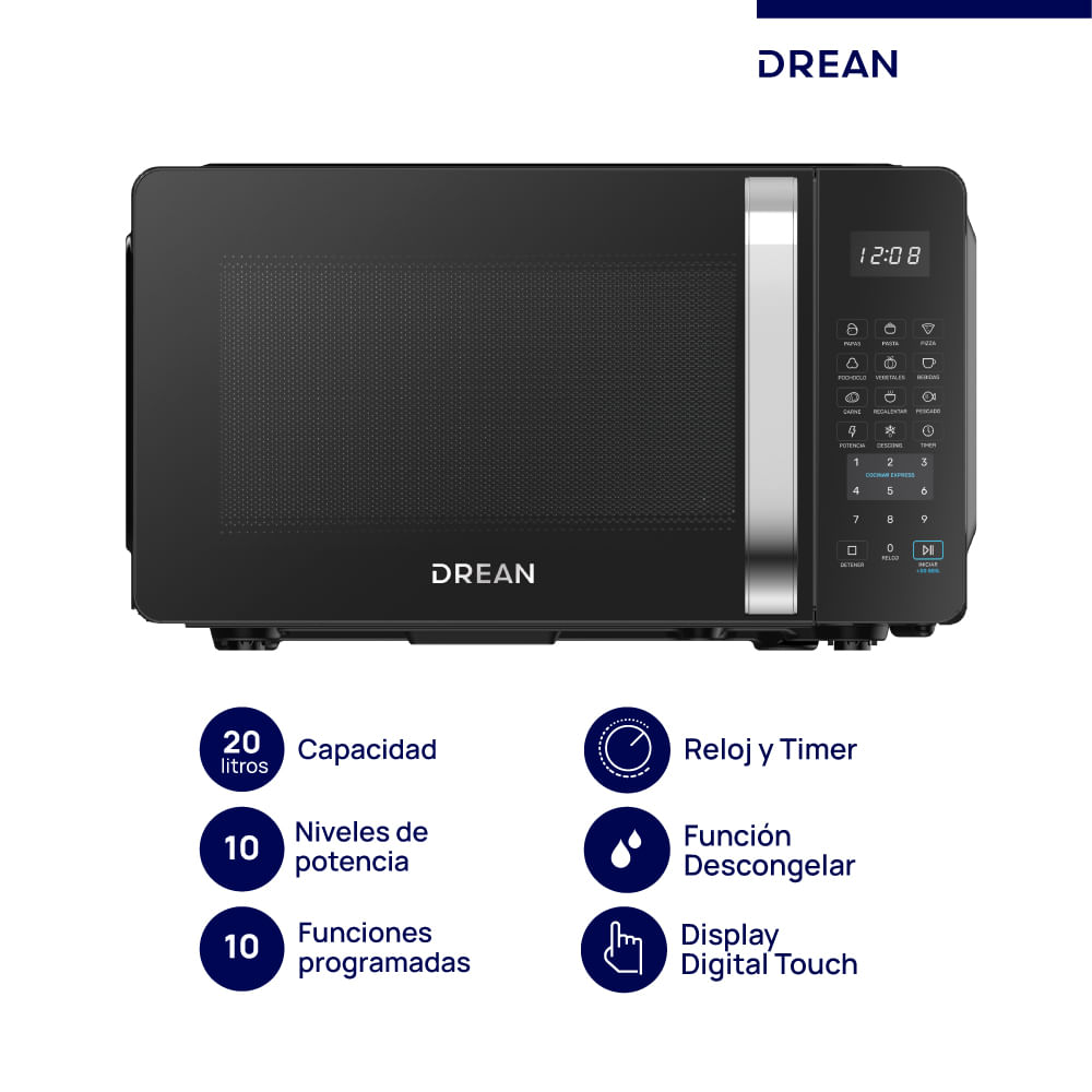 Microondas Digital 20 L Negro Drean HMD20ARNJ0