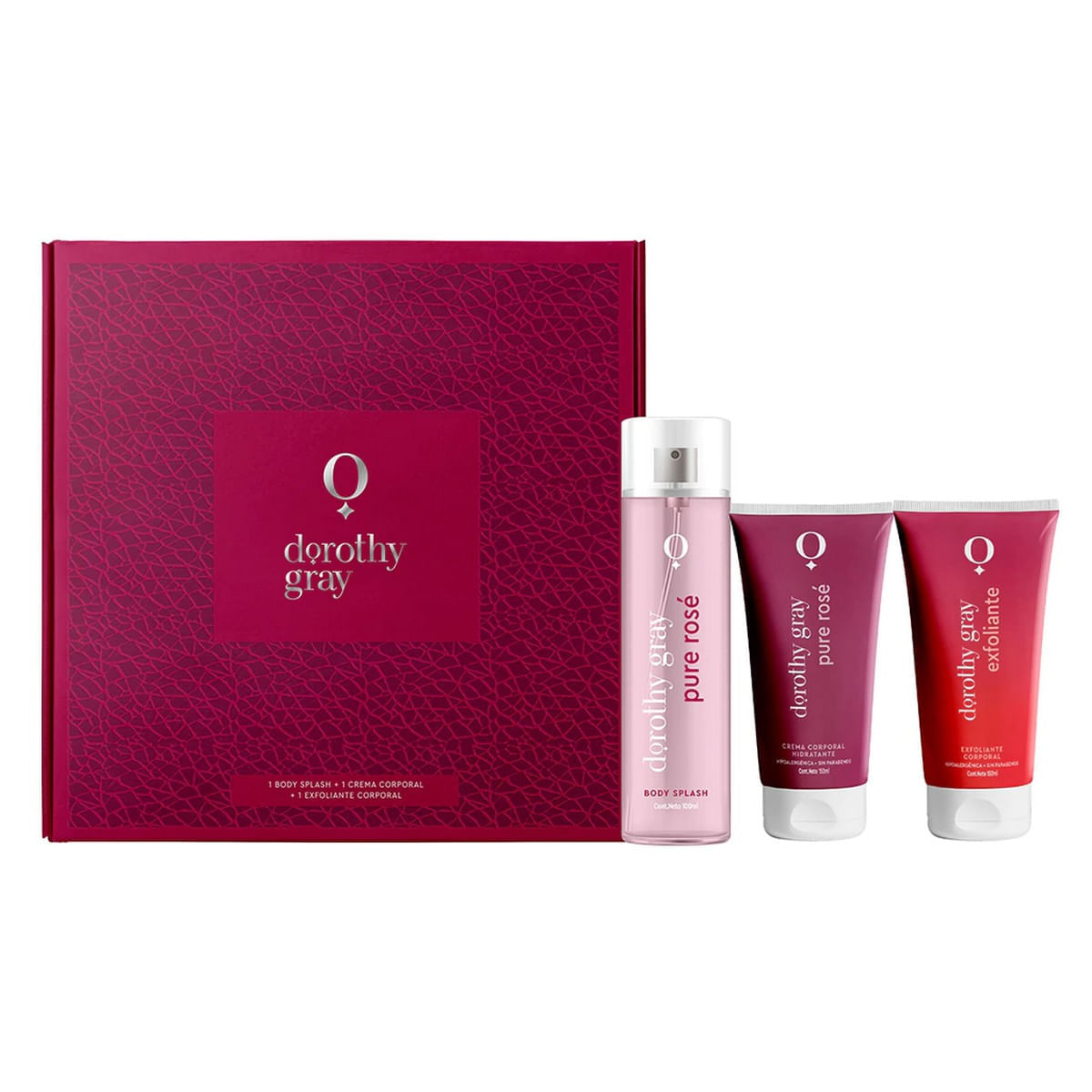 Pure Rose Body Splash + Crema Corporal + Exfoliante Corporal
