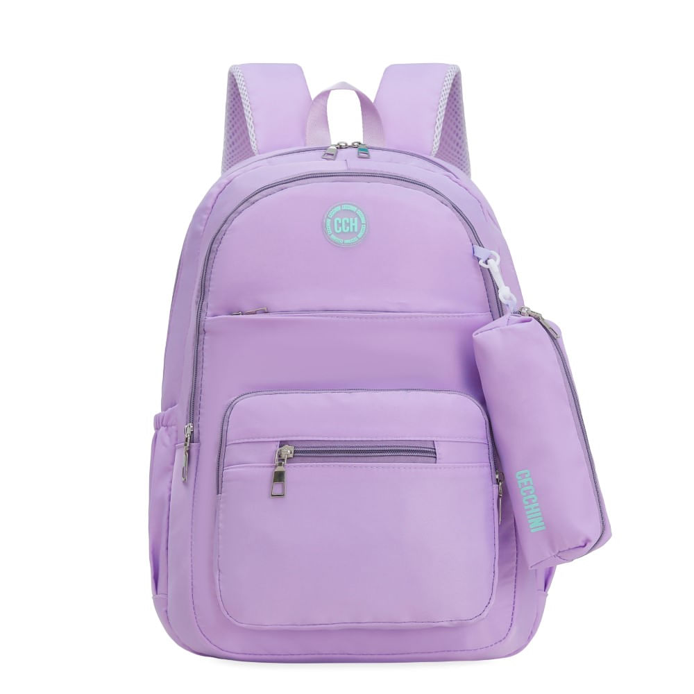 Set Cecchini Mochila + Cartuchera Accesorios Escolar Diseño