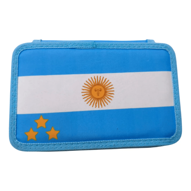 Cartuchera Escolar Argentina 2 Pisos Con Útiles Sl6802 Shine Celeste