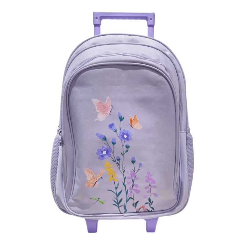 Mochila Carrito Escolar Flores 18 Pulgadas Zykl005 Shine Lila