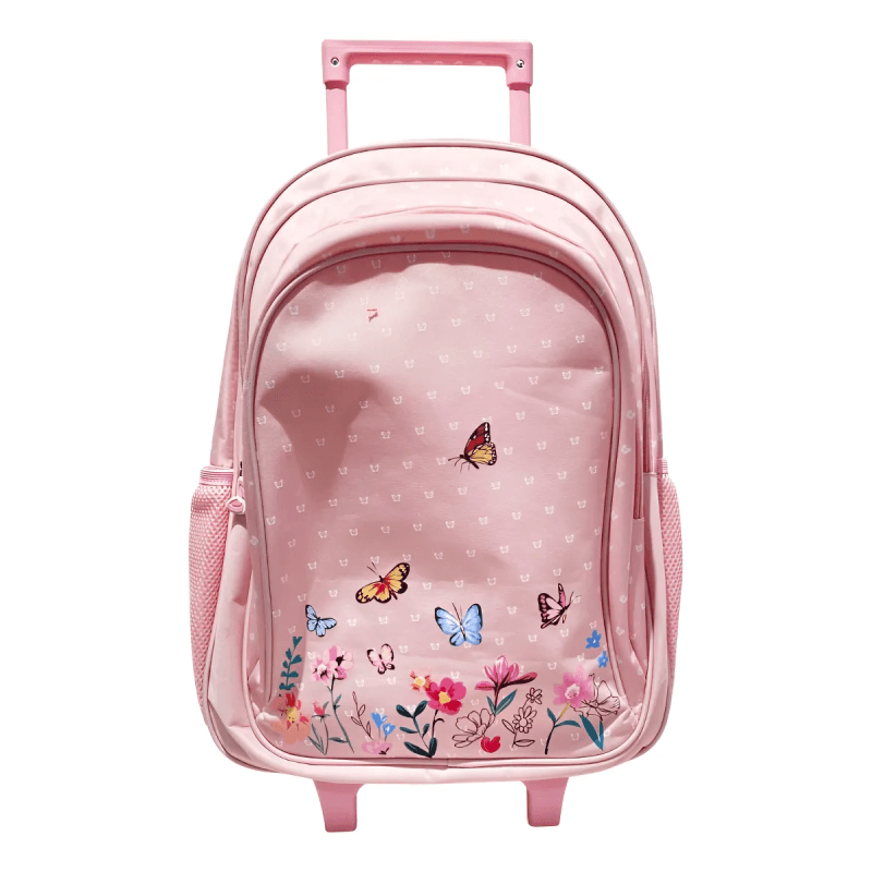 Mochila Carrito Escolar Con Flores 18 Pulgadas Zykl006 Shine Rosa