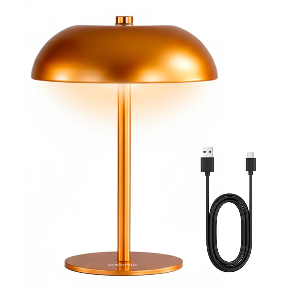 Lampara de Mesa LED Gadnic Inalambrica MAH 3 Tonos de Luz Touch USB C (Dorado)