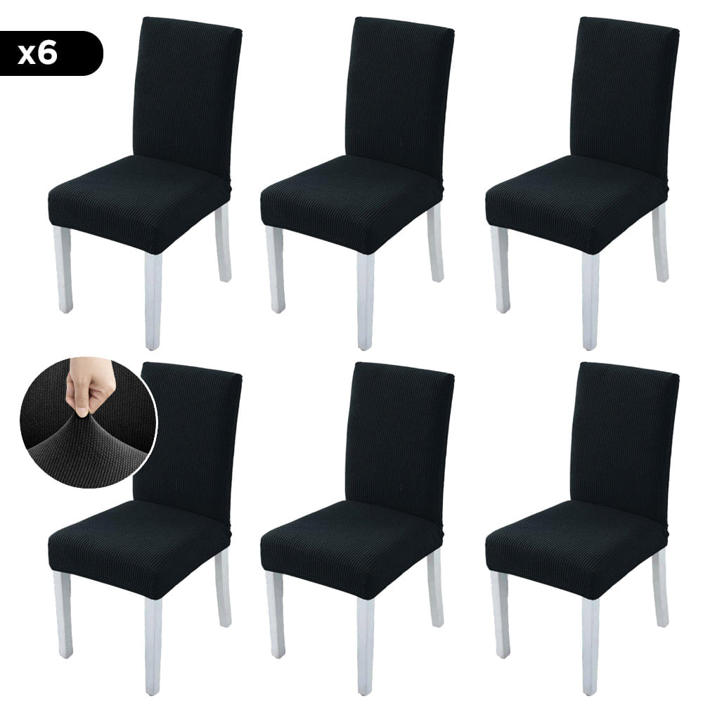 Funda Rieti Cubre Silla Calidad Premium Pack x6 Unidades (Negro)