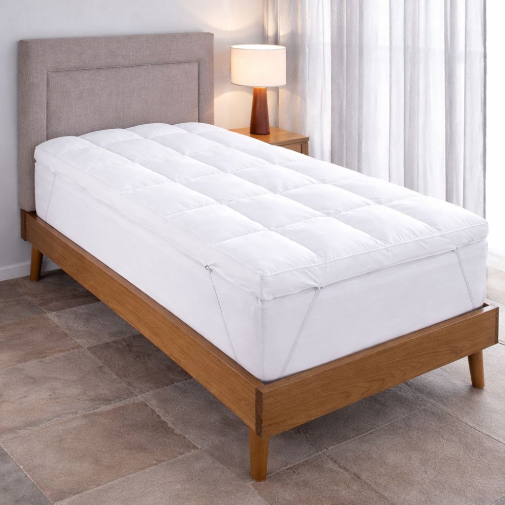 Pillow Top Twin Espalma Visión Cubrecolchón Hipoalergénico 100% Algodón Color Blanco