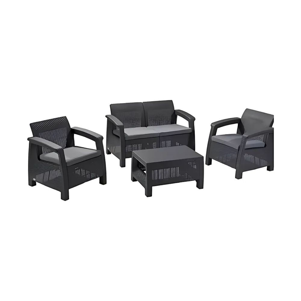 Conjunto 2 Sillas + Sillón + Mesa Keter Lounge Set Corfu