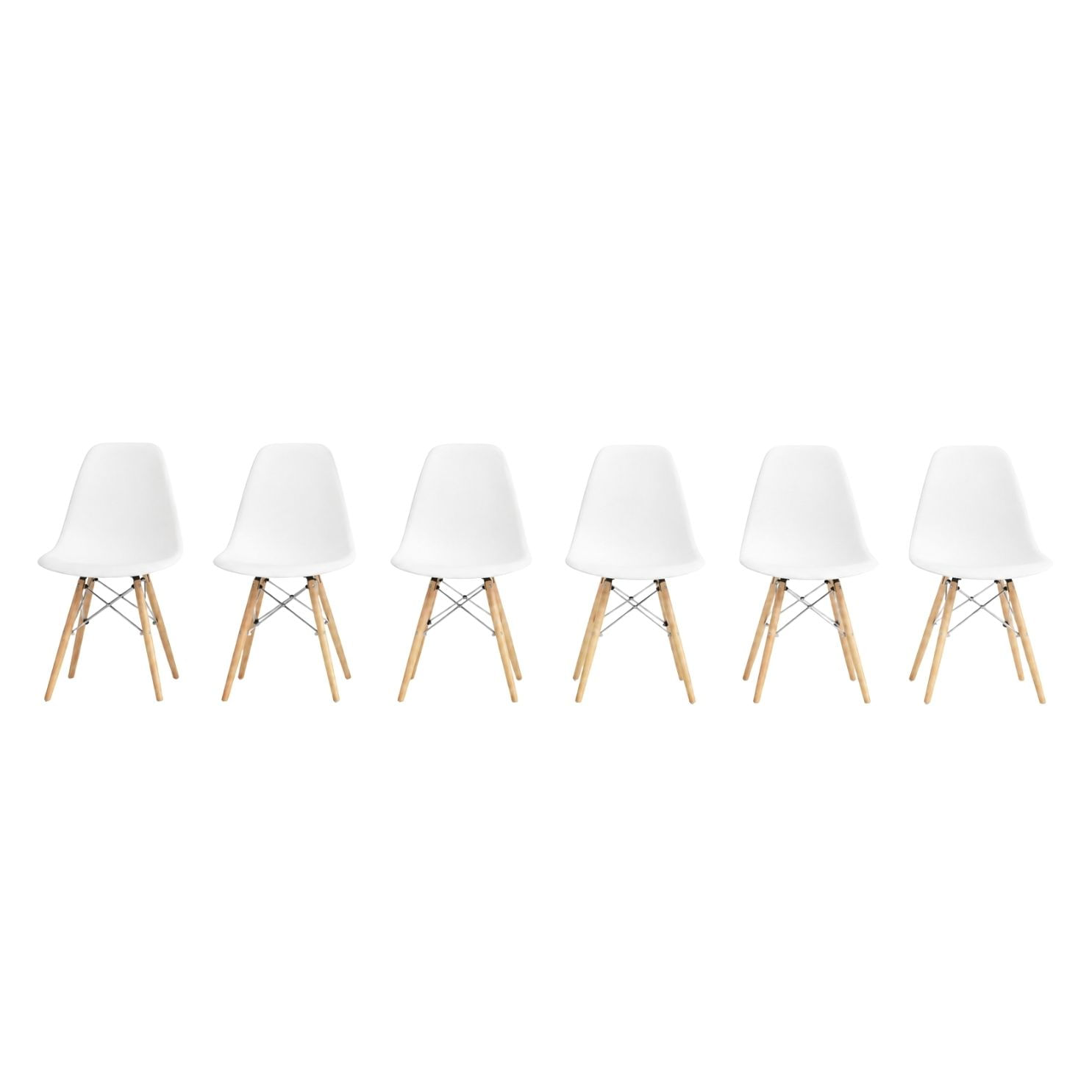 Sillas Eames Comedor X6 Unid Patas de Madera Color Blancas