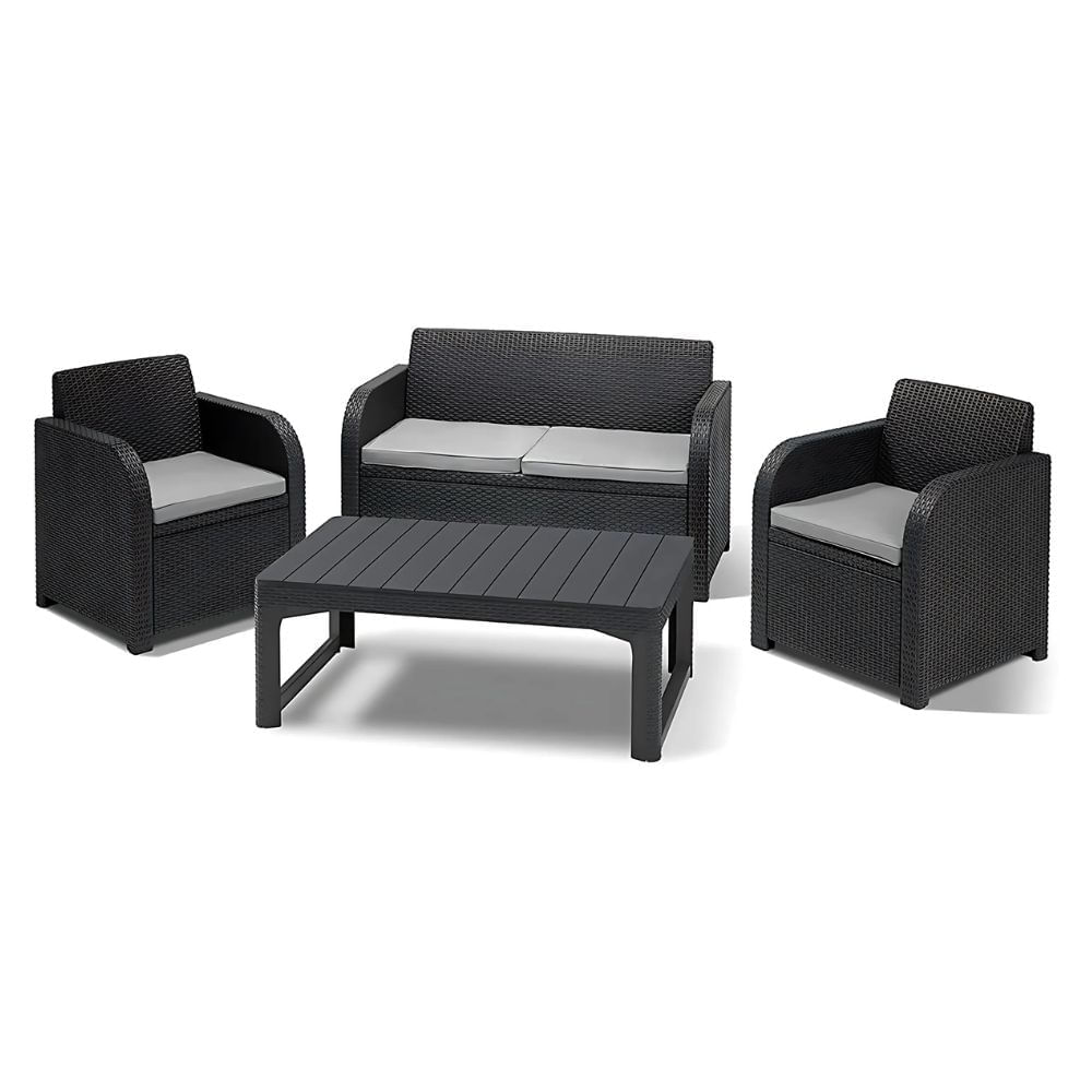 Keter Carolina Lounge Set Sillón, Sillas, Mesa De Exterior Grafito