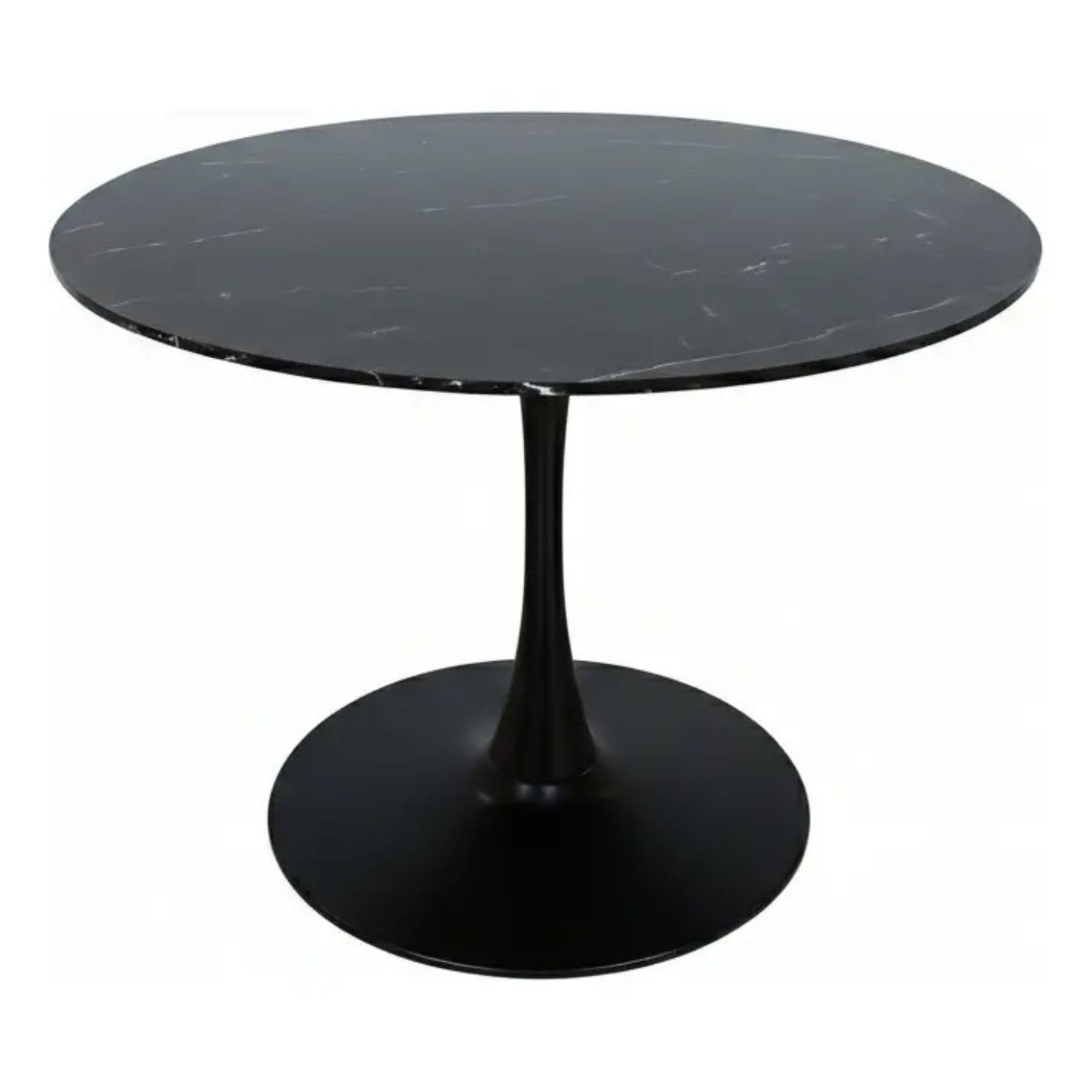 Mesa Tulip 120 Cm Simil Marmol Negro Mdf Patas De Metal Negro
