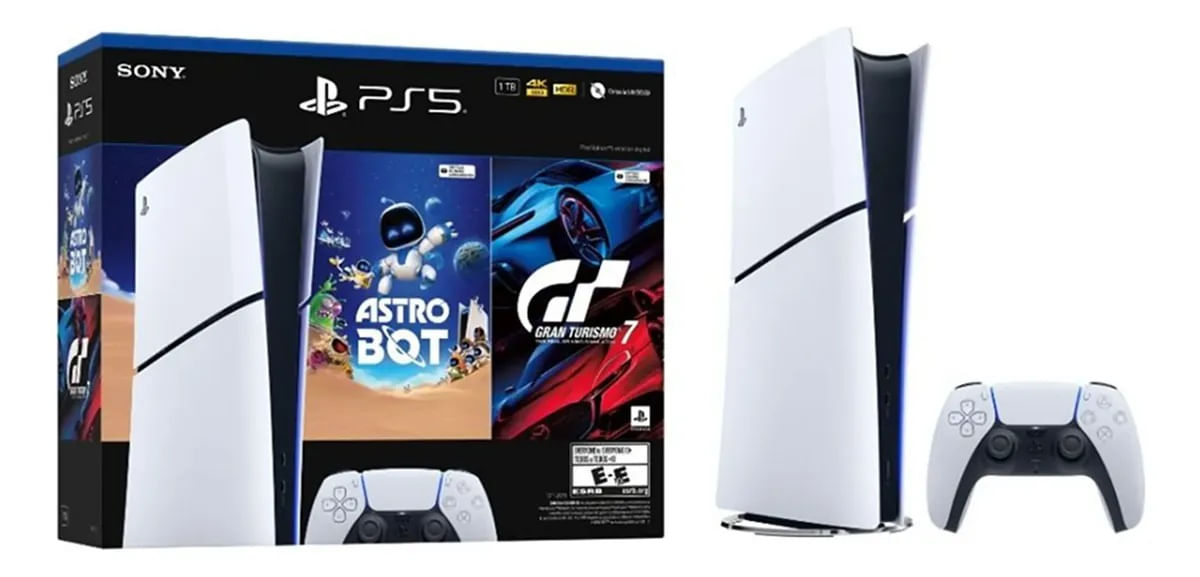Sony Playstation 5 Slim Digital 825gb Bundle Gt7 + Astro Bot
