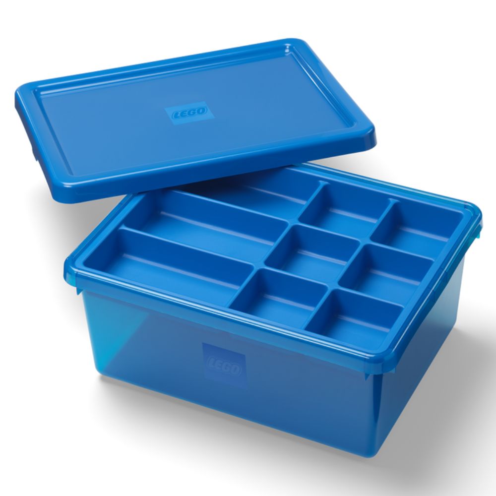 Caja Lego Sort&amp;Store Medium Apilable Con Bandeja Organizadora Y Tapa Color Blue