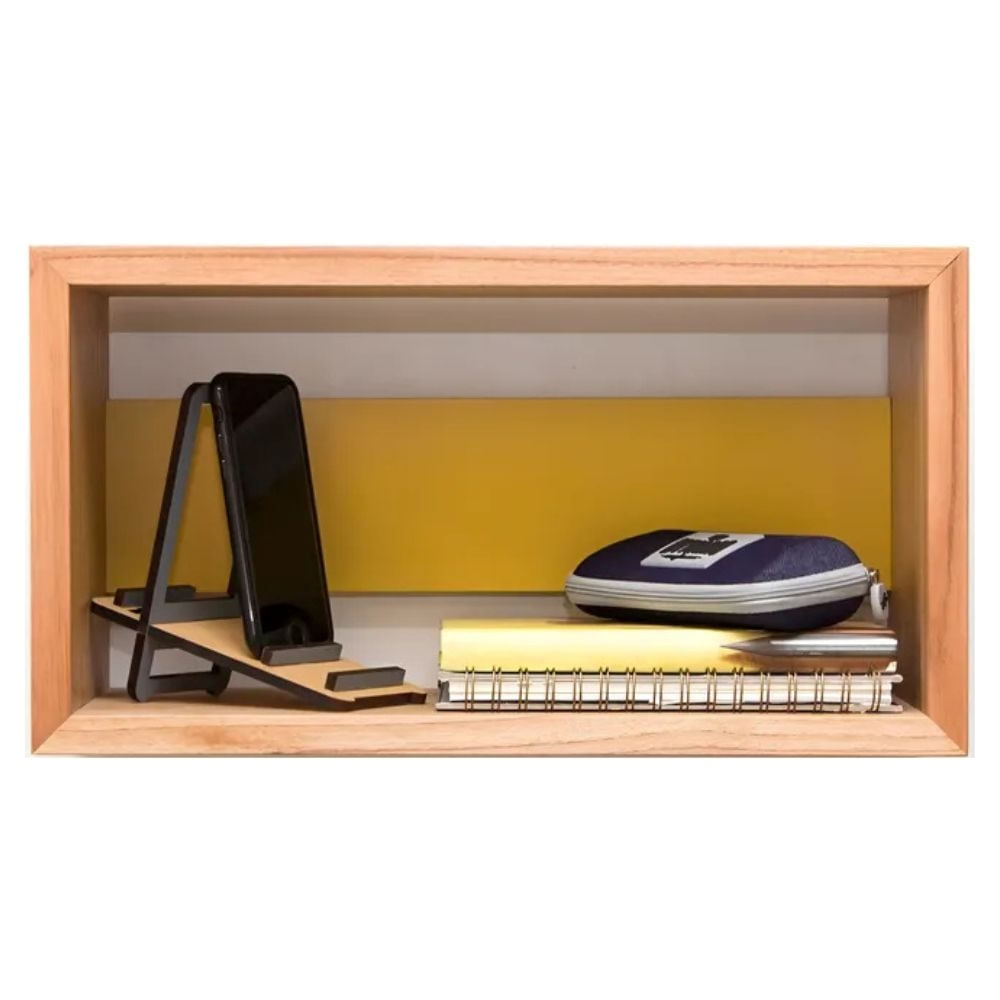 Estante Repisa Flotante Biblioteca Lisa Diseño Escandinavo Color Paraíso Y Amarillo