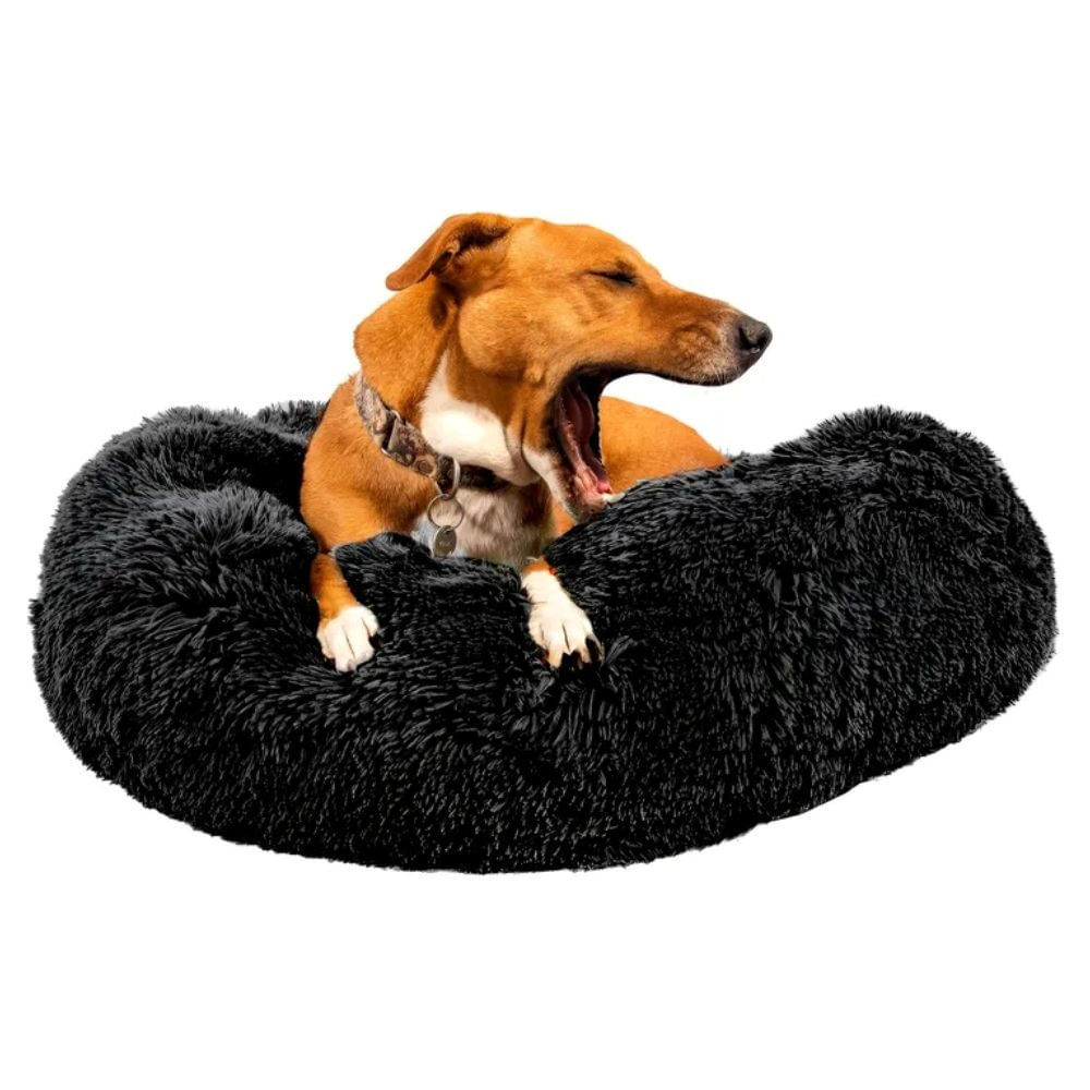 Cama Perro Gato Nido Nórdico Pelo Largo Colchón Eggys Medium Color Negro