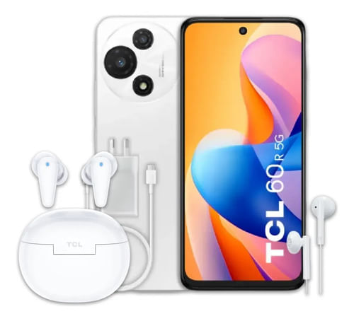 Combo Celular TCL 60R 5G 128GB/4GB Pure White + Auriculares MoveAudio Neo White
