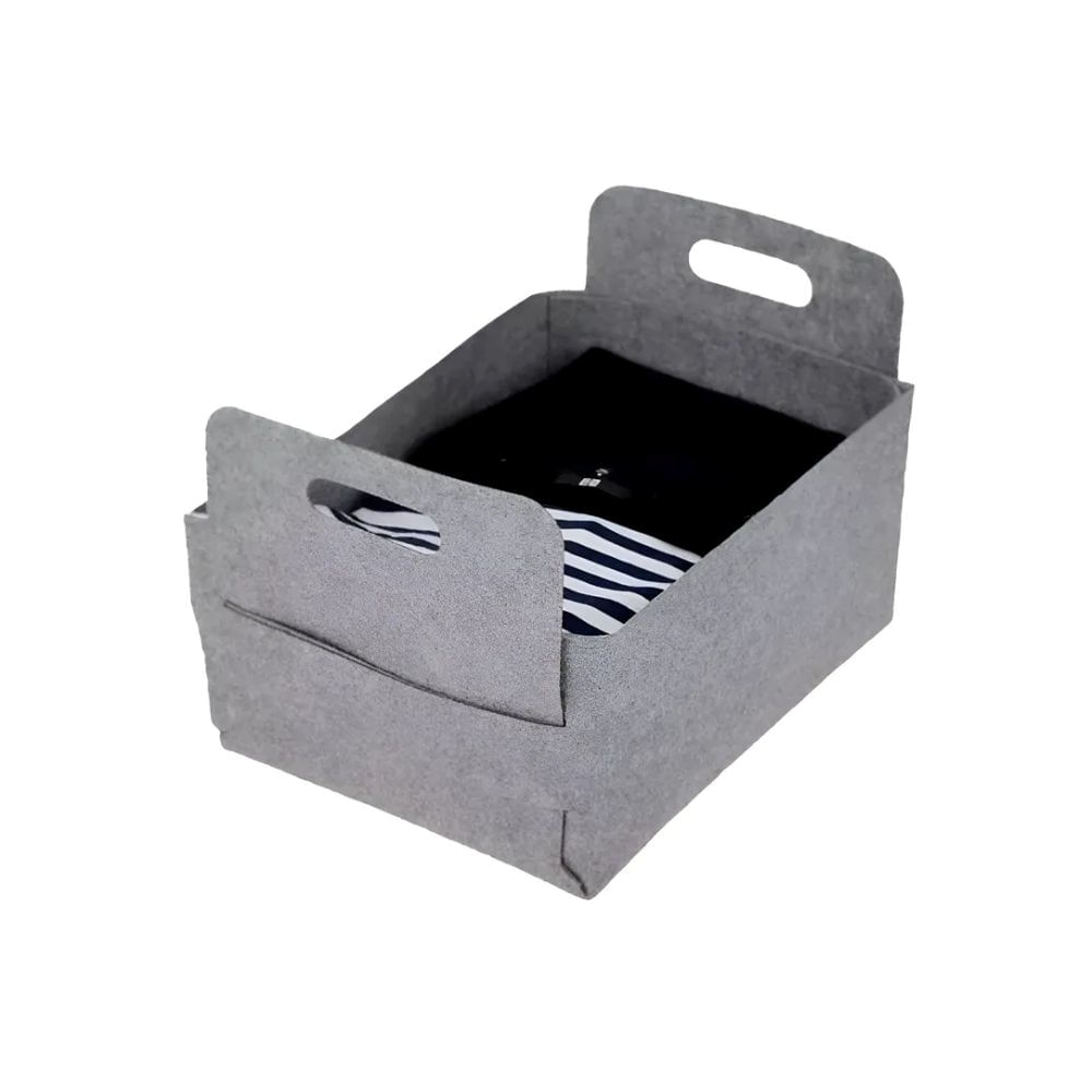 Organizador De Tela Fieltro Para Ropa Grande 37,5x26x17 Color Gris