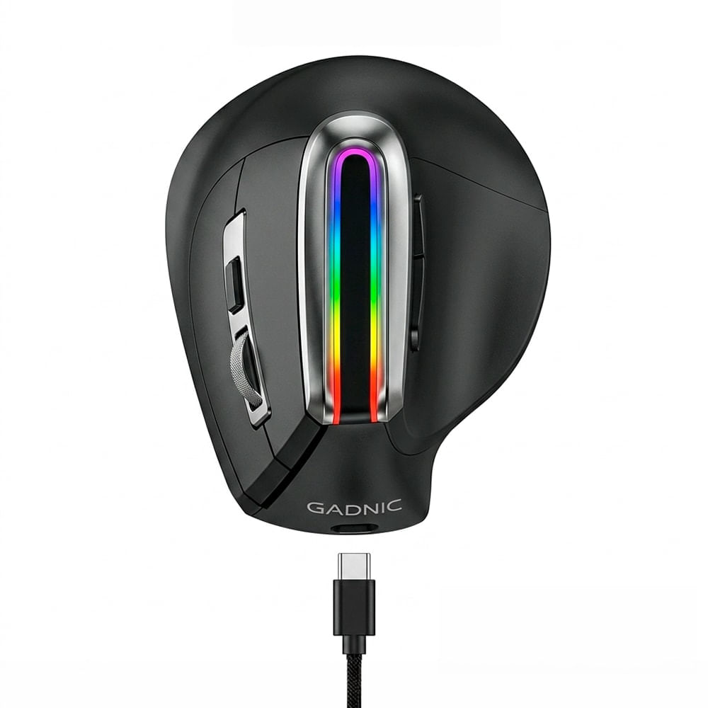 Mouse Inalambrico Vertical Ergonomico Gadnic RGB 500mAh USB C Dual 2 4G Bluetooth 6 Botones DPI Ajustable 1600 ABS Superlight 120g Multi Dispositivo