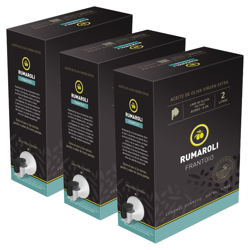 Set X3 Aceite De Oliva Virgen Extra Rumaroli Frantoio 2L Caja BIB