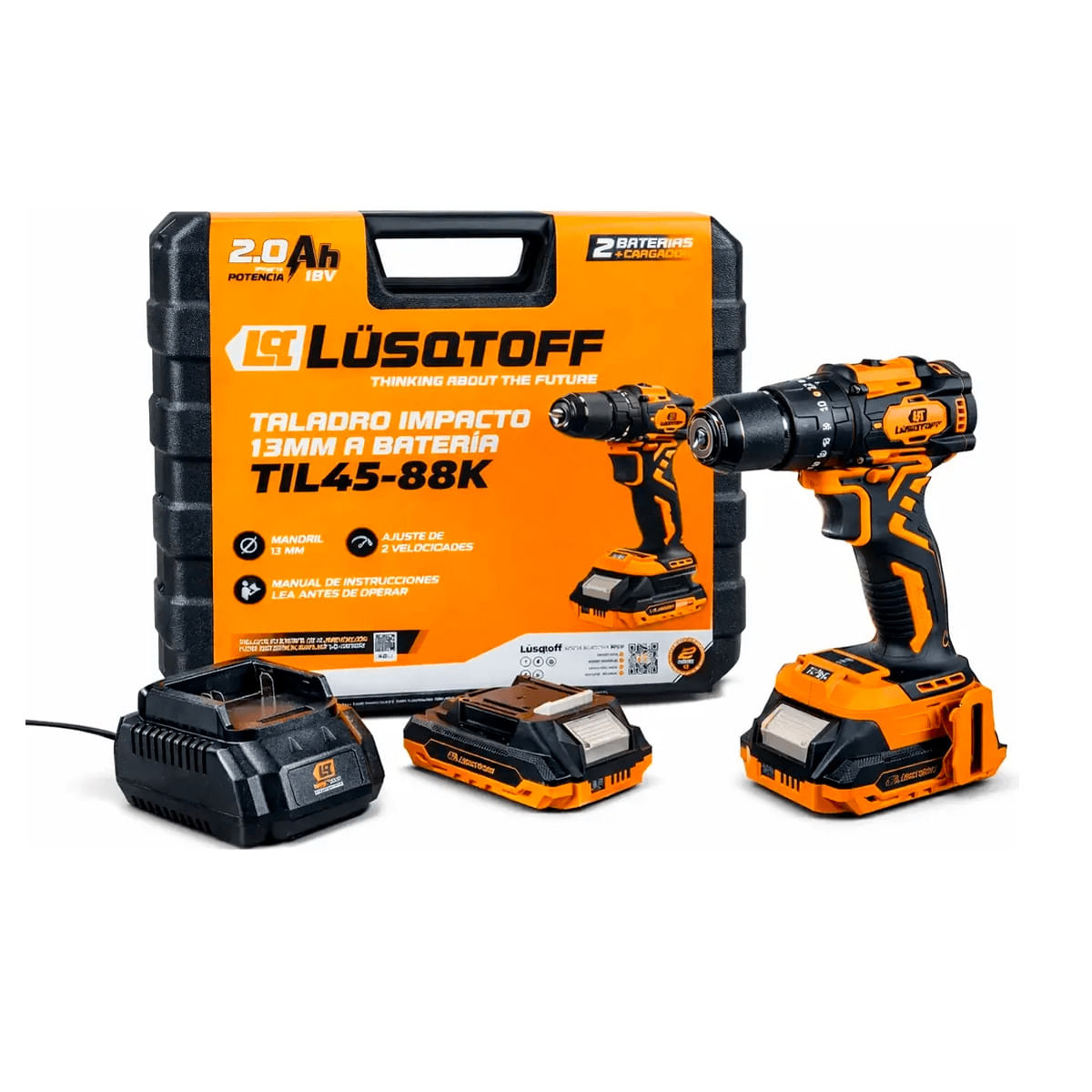 Taladro De Impacto Inalámbrico 18V Lusqtoff TIL45-8BK + Kit