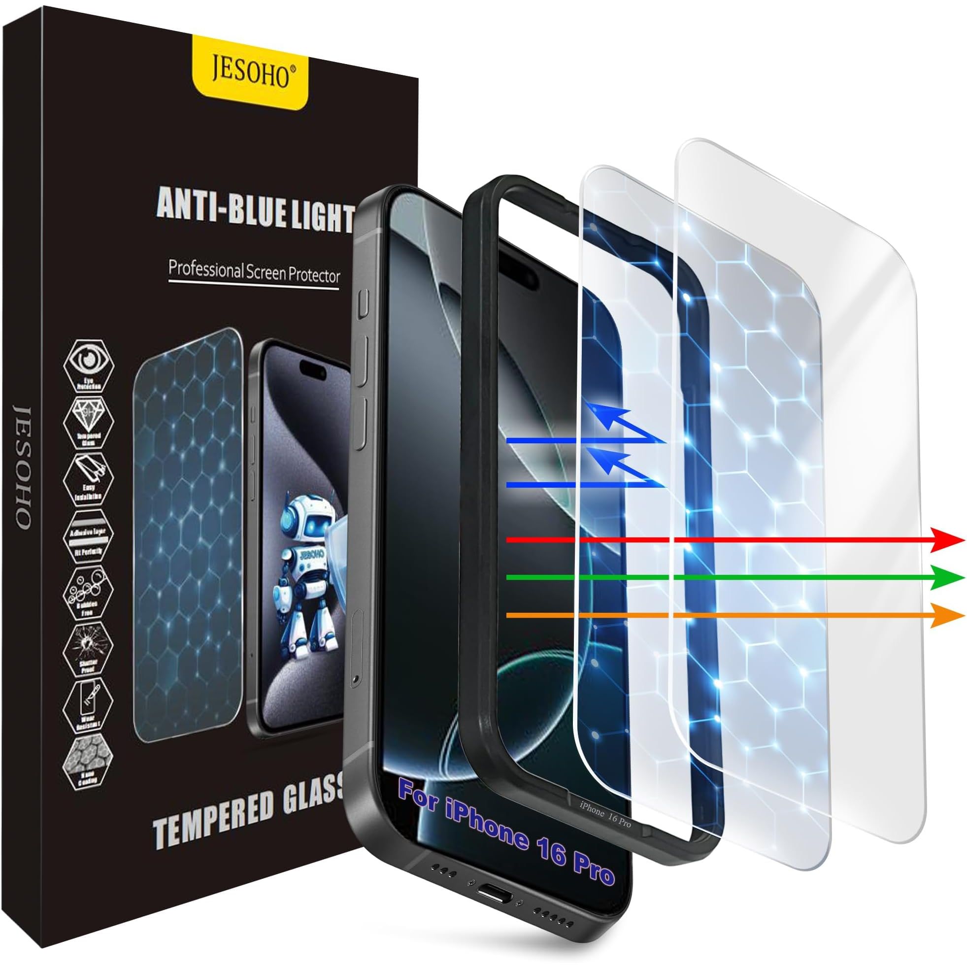 Apple JESOHO Protector Pantalla iPhone 16 Pro iPhone 17