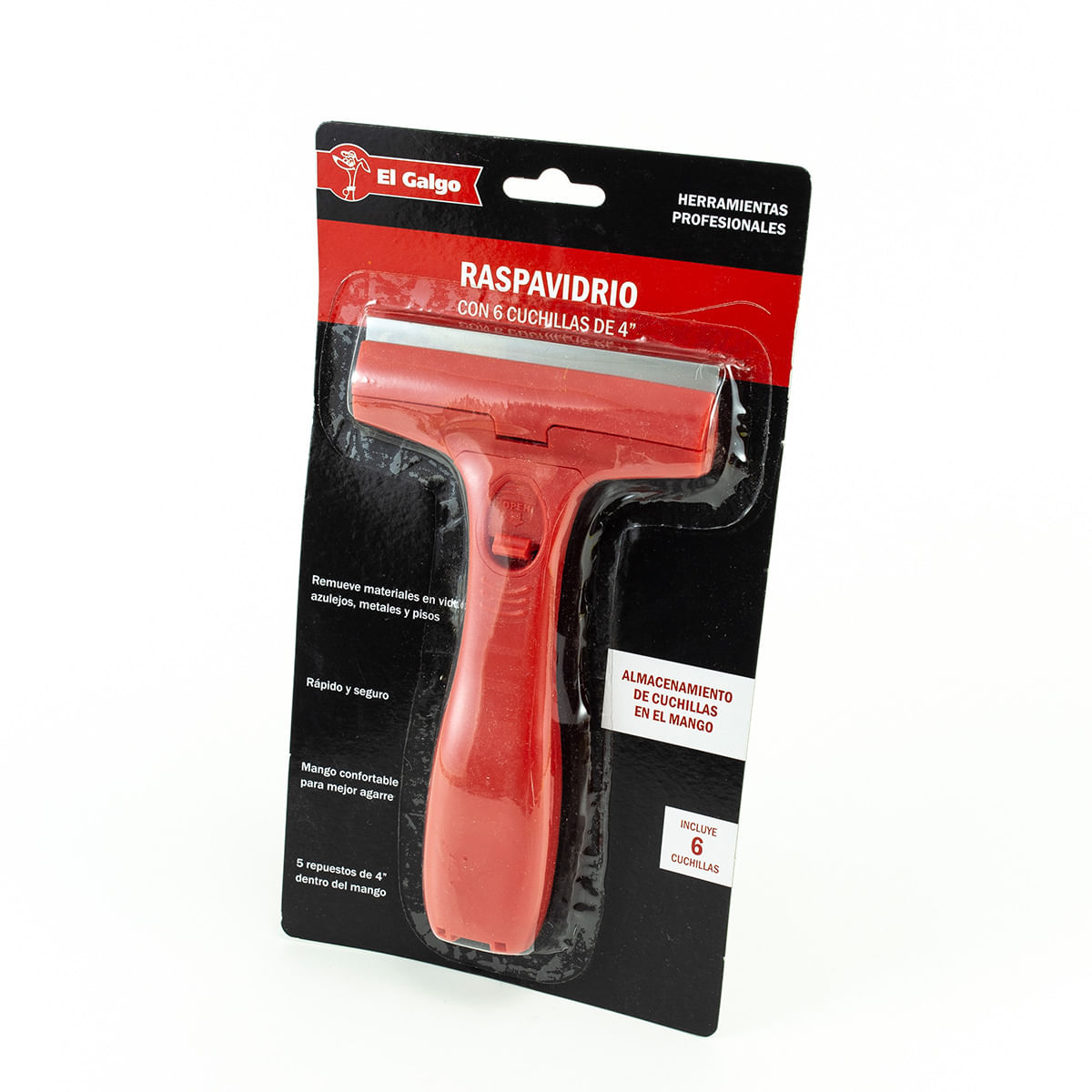 Raspador De Vidrios 4" Con 6 Cuchillas El Galgo
